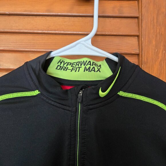 Nike Men's Medium Pro Combat Hyperwarm Dri-Fit Max 1/4 Zip Pullover Black Neon - Picture 3 of 7
